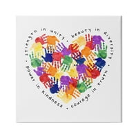 Snaga u jedinstvu, dječja grafička Galerija Dugin otisak ruke u obliku srca - zidni otisak na platnu, 17.17