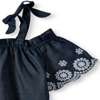 Izvezena haljina za djevojčice Cherokee s ramena, veličine 4-16