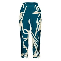 Ženske ljetne casual skraćene hlače s elastičnim strukom i printom Dan neovisnosti Mornarsko plava;