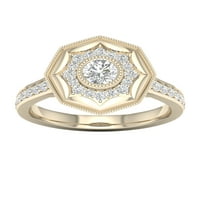 Zaručnički prsten od 14 karatnog žutog zlata u osmerokutnom okviru s dijamantom od 34 karatnog dijamanta