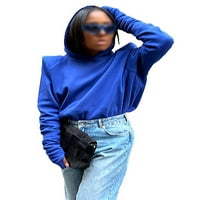 Ženske majice s kapuljačom u boji S kapuljačom, ležerni pulover s dugim rukavima, jesensko plava u boji
