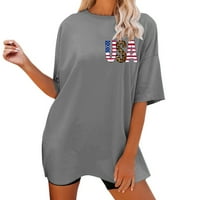 Ženske majice ležerna majica s printom za Dan neovisnosti, košulja za slobodno vrijeme kratkih rukava, široke