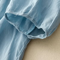 Ersazi ženske dukserice Ženska modna tiskana gumba s V-izrezom naklonjena ležerna labava košulja na klirensu plava