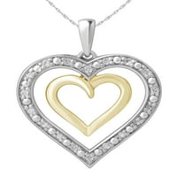 Gem2Jewels Dijamantni privjesak u obliku dvostrukog srca u sterlingu srebra i karatnog žutog zlata