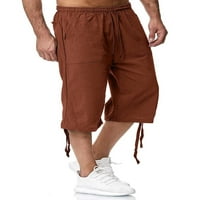 Seksi plesne muške Capri hlače s elastičnim strukom jednobojne hlače casual Capri hlače za trčanje s džepovima