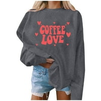 Ženska slatka majica s printom za Valentinovo, ležerni pulover s okruglim vratom, široka košulja, lagani vrhovi