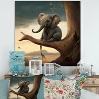 Designatirt slon na drvetu I platno zidna umjetnost