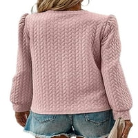 Ženski pulover u boji u boji Majica s okruglim vratom ženski široki kroj dugih rukava ružičasti u boji u boji