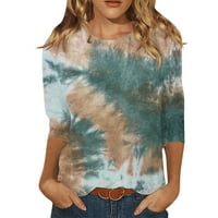 Ženska majica, ženski ljetni vrhovi s okruglim vratom s tri četvrtine rukava, udobna majica s cvjetnim printom,