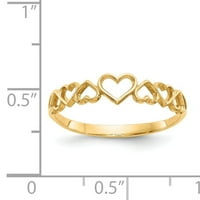 Najfinije zlato 14K žuto zlatno srce prsten - veličina 7