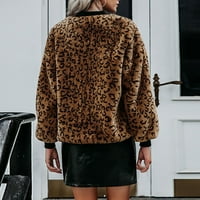 Žene zimski kaputi modni baršunasti leopard print dugih rukava deblji kaputi