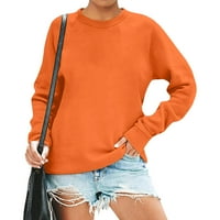 Ženska majica s kapuljačom s okruglim vratom, ležerna majica s dugim rukavima, široka Jesen / Zima, Ženska narančasta