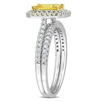 Miabella Ženska karat T.G.W. Žuti safir i karat T.W. Diamond 14KT dvobojni zlatni 2-PC Halo Bridal Ring Set