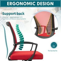 Lacoo Mid-Back uredski stol stolica ergonomska mreža stolica zadataka s lumbalnom podrškom, crvena