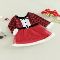 Božićna crvena haljina za djevojčice, za malu djecu, za djevojčice, mrežasta haljina od tila, Plišana Krpasta