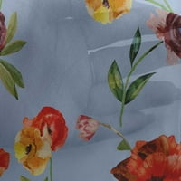 + Georgette rajon tkanina u prašnjavoj plavoj boji s cvijećem i lišćem, pribor za poplun u akvarelu, tiskana tkanina