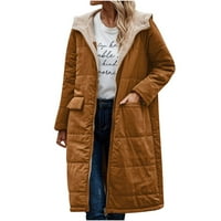 Ženski kaputi s patentnim zatvaračem bez kapuljača, dugi labavi smeđi, veličina