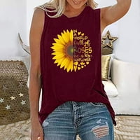Ženska modna ljetna majica bez rukava s okruglim vratom s printom, ležerna Majica Bez rukava