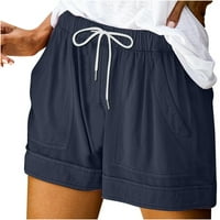 Žene casual kratke hlače obične čvrste boje elastični struk džepovi za izvlačenje ljetne plaže lagane kratke hlače
