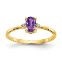 Prsten od žutog zlata s dijamantom i karatnim ametistom