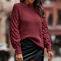Ženski vrhovi u donjem rublju, ženski pulover s dugim rukavima, džemper, ležerni široki jesenski vrhovi, Crveni