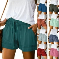 Ženske udobne crteže ležerne elastične struke čiste boje kratke hlače ljetne plaže Lagane kratke hlače s džepovima