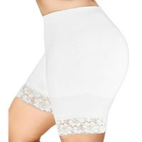 Ženske čipkaste kratke hlače velike veličine srednjeg struka, rastezljive trenirke, donji dio u bijeloj boji
