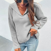 Ženski džemperi, Modni izrez s dugim rukavima u obliku slova u, sezonska Moda, ženski casual pleteni pulover s