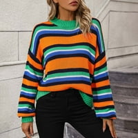Ženski pulover pulover pleteni vrhovi dugih rukava prugasti široki rez Okrugli vrat Vintage udobni jesenski vrhovi