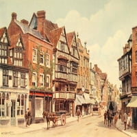 Ruralna Engleska, High Street, Tuksberie, ispis plakata Alfreda kvintona
