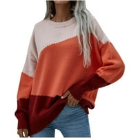 Ženski džemper s dugim rukavima, modni pleteni pulover s okruglim vratom, labavi vrhovi, mekani ugodni modni džemper