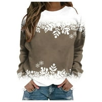 Gotyou Womens božićna dukserica, Raglan s dugim rukavima grafičke košulje srednje dužine tiskanje pulovera pulover