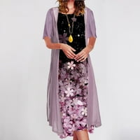 Ženska ležerna haljina s cvjetnim printom s krilnim rukavima, jednobojni dvodijelni set od šifona, prijedlozi