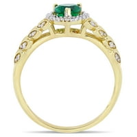 Miabella Ženska karat T.G.W. Stvoren smaragdni i dijamantni naglasak 10kt žutog zlata Halo Heart Ring