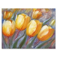 DesignArt 'Sažetak žutog cvjetanja tulipana tradicionalnog platna zidnih umjetničkih ispisa