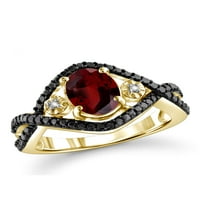 Jewelersclub granat prsten za rođeni nakit - 1. karat granat 14k zlatni nakit od srebrnog prstena s bijelim dijamantnim