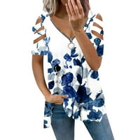 Rasprodaja Vintage majica za žene ženska modna jednobojna ležerna majica s izrezom u obliku slova H i kratkim