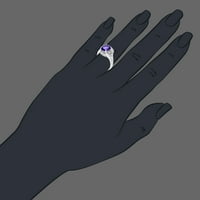 1. Prsten s ljubičastim ametistom. Sterling srebro rodij Halo ovalne veličine za žene i odrasle