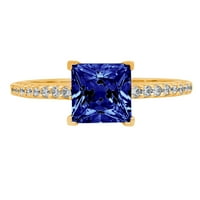 Plavi Princezin rez od 1,66 karata imitacija tanzanita graviranje žutog zlata od 18 karata vjenčani prsten za