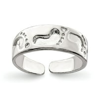 Bijeli prsten od sterling srebra s otiskom prsta, veličina 8