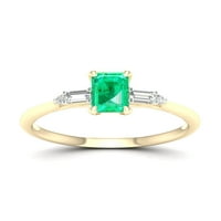 Carski dragulj žuto zlato 10K osmerokutnog reza Smaragd s dijamantom od 1 10K ženski prsten