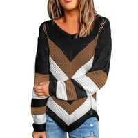 Zimske jesenske veste za žene Ženska Moda Okrugli vrat široki pleteni džemper s dugim rukavima u boji