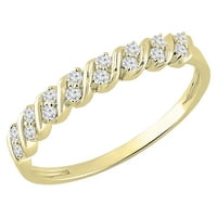 Ženski zaručnički prsten od 10k žutog zlata, okrugli bijeli dijamant u obliku vala, Veličina 10