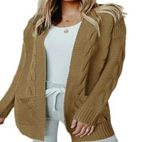 Ženski pleteni džemper od džempera od kardigana, ležerna široka vanjska odjeća s otvorenim prednjim kaputom