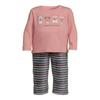 Dječji pidžama Set dugih rukava s plišanim hlačama od 2 komada veličine od 2 do 5 godina