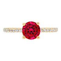 Vjenčani prsten okruglog reza s imitacijom crvenog rubina u žutom zlatu 18K okruglog reza, veličina 7,75