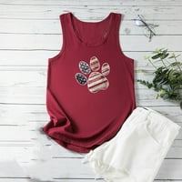 4. srpnja Košulje za žene Ljetni tenk vrhovi Paw USA zastave tiskani rukav bez rukava labavi seksi casual sportske