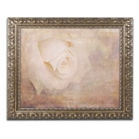 Zaštitni znak likovna umjetnost 'Vintage Rose Card' platno umjetnost Cora Niele, zlatni ukrašeni okvir