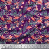 Baršunasta tkanina s cvjetnim uzorkom tropskog lišća, plumerije i helikonije iz izbornika