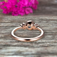 Ružičasto zlato 10k 1. Vjenčani prsten s okruglim rezom akvamarina poklon za obljetnicu Art Deco